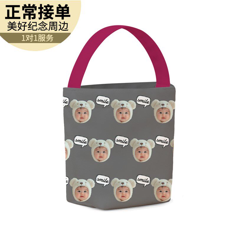来图定制宝宝照片宠物头像狗狗y猫咪diy帆布包包手提袋手拎水桶包