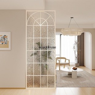 法式客厅正对进j门入户玄关柜沙发遮挡窗户装饰水波纹玻璃隔断屏