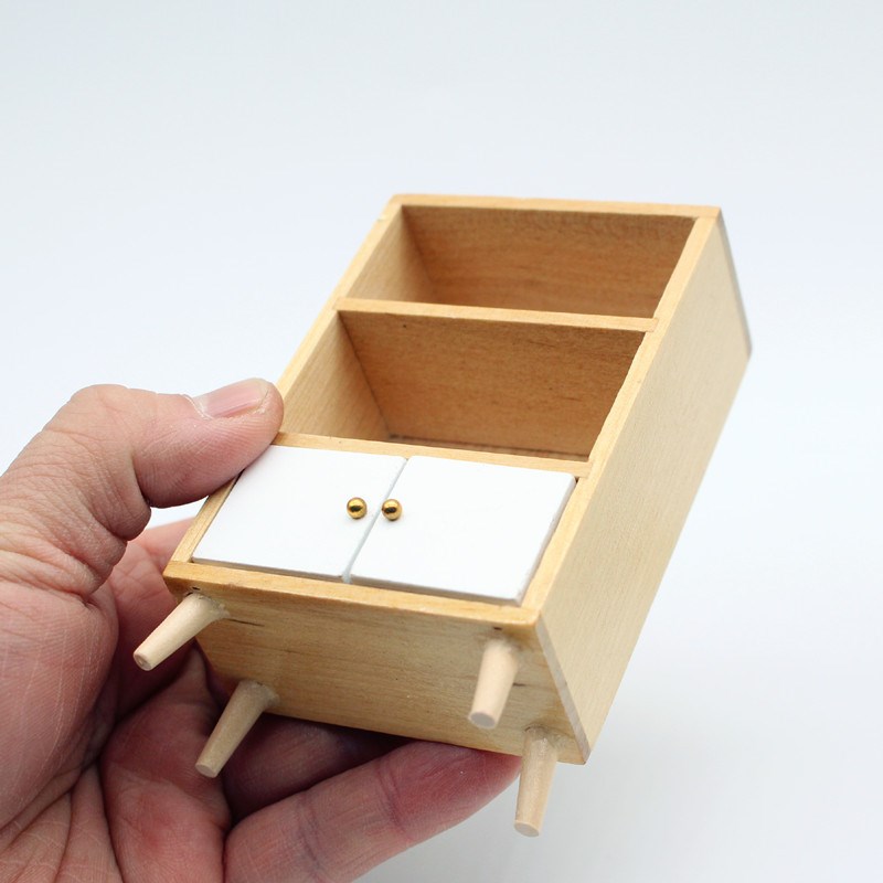 Dollhouse迷你客厅实木展示柜餐厅书柜娃娃屋 OB11家具微缩模型