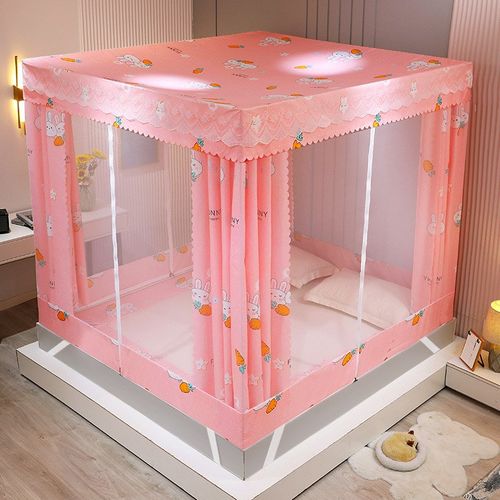 2024新款坐床遮光防蚊一体式家用卧室蚊帐防掉床加密加厚帐纱