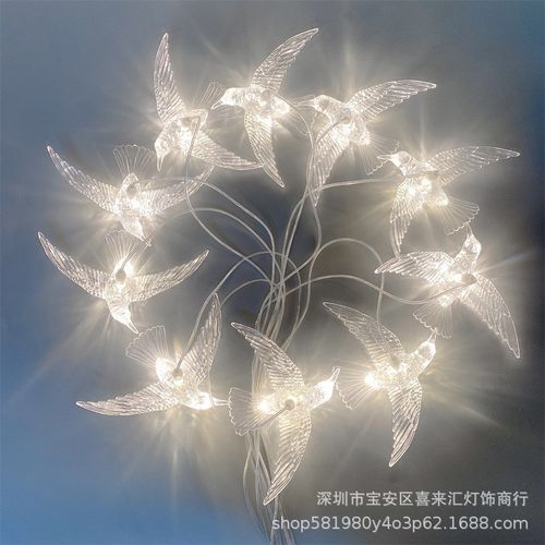 新款婚庆10头亚克力飞鸟吊灯婚礼堂改造舞台吊顶橱窗背景装饰