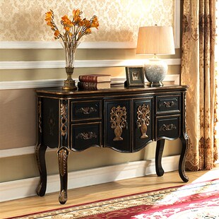 至高美式玄关柜靠墙入户走廊柜沙发背几装饰柜欧式复古实木餐边柜