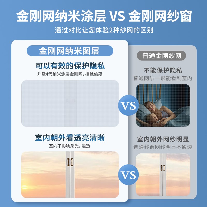 窗户防蚊纱窗网自装2025新型隐形金刚纱网防虫窗纱网魔术贴自粘沙