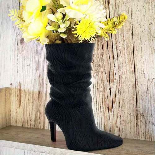跨境红色高跟鞋花瓶Red High Heel Shoe Vase with Wild Leopard