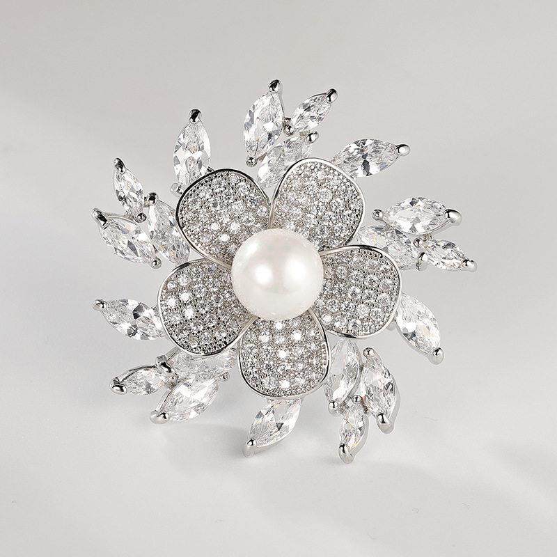 韩版档锆石花卉胸针大气服装配饰花朵胸花礼物别针麦穗