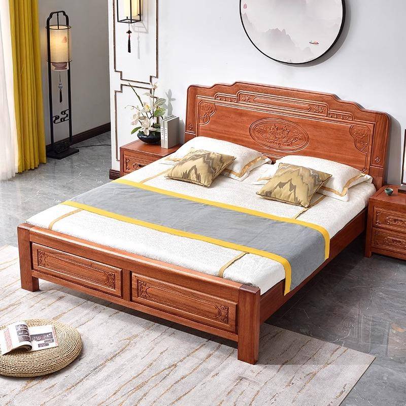 花梨木床全实木床中式榫卯格木大床1.8米双人主卧仿古雕花红木床