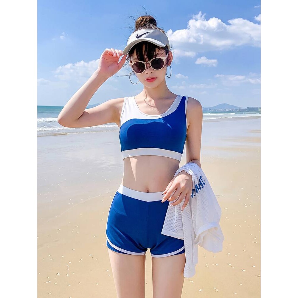 夏季泳衣女学生遮肚显瘦保守罩衫分体三件套海边度假温泉胖mm遮肉