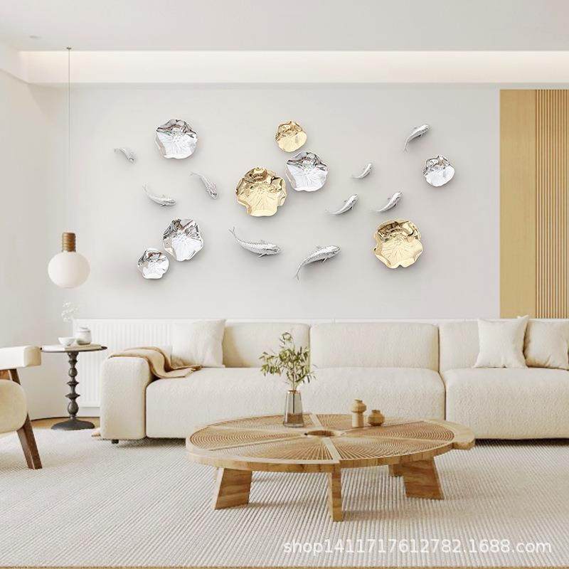 特价中式田园立体荷叶树脂挂饰酒店餐厅玄关壁饰电视背景墙壁挂