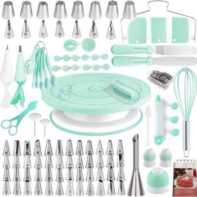 跨境137件蛋糕转盘裱花台北欧风烘焙工具套装cake decorating kit