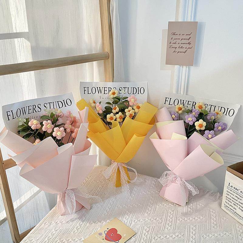 精美仿真花朵毛绒花束520母亲节永生花礼品套装送闺蜜手捧花