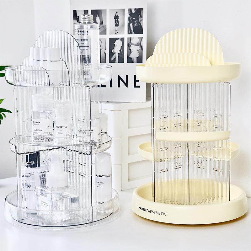 梳妆台化妆品收纳盒旋转桌面置物架透明亚克力化妆收纳架家用多层