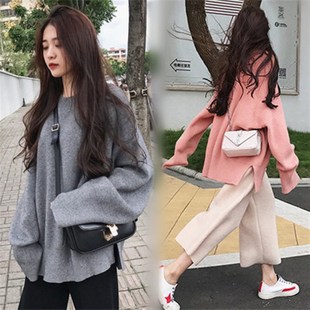 孕妇装秋冬季2020新款套装韩版长袖上衣中长款毛衣阔腿裤两件套春