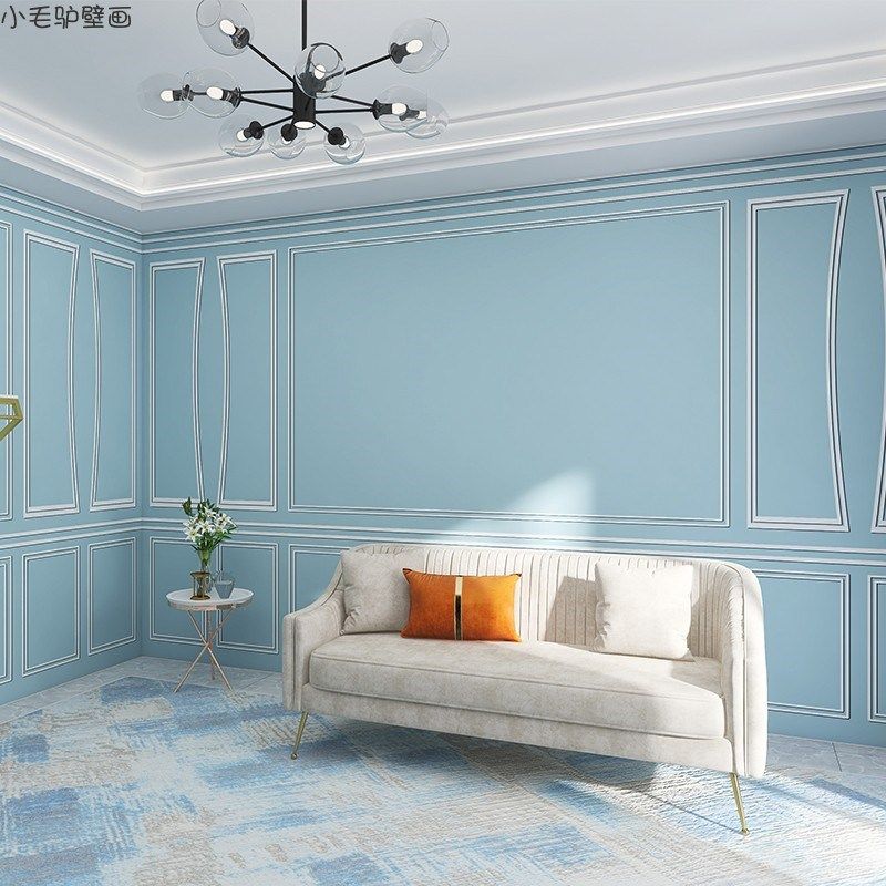 个性艺术粉色石膏线方框立体墙纸客厅厨房壁画服装店奶茶店背景墙