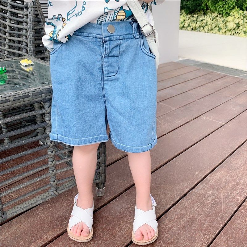 童妈男童女童宽松微弹软糯5分牛仔裤儿童纯棉薄牛仔短裤宝宝裤子