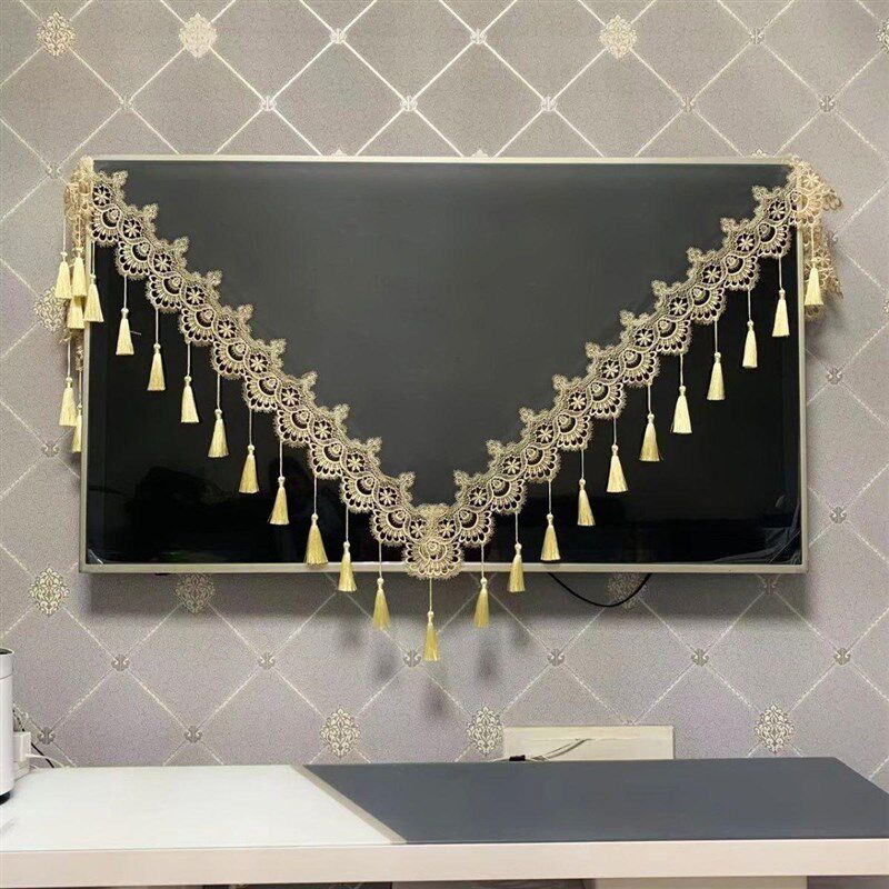 订制液晶挂墙电视罩套防尘盖布网纱蕾丝家用洗衣机盖巾田园防尘罩