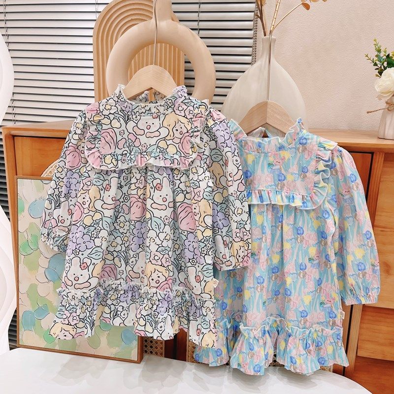 儿童春秋纯棉新款女童连衣裙碎花长袖半身裙洋气百搭花边外穿时尚,童装/婴儿装/亲子装,半身裙,淘宝优惠券,粉丝福利购,淘宝优惠卷