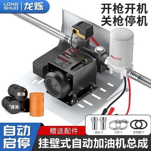 挂壁式吨桶抽油泵12v24v220v便携式电动柴油泵小型自动启停加油机