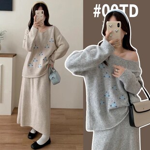 孕妇装秋装2024新款套装时尚洋气时髦秋冬季毛衣孕妇半身裙两件套