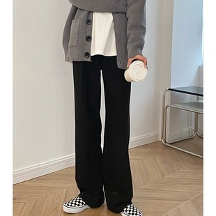 孕妇西装裤子女春秋季2023新款阔腿裤外穿黑色宽松垂感直筒拖地裤
