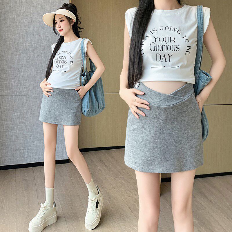 孕妇裙夏装外穿小个子百搭简约低腰包臀裙减龄夏日短裙夏季半身裙