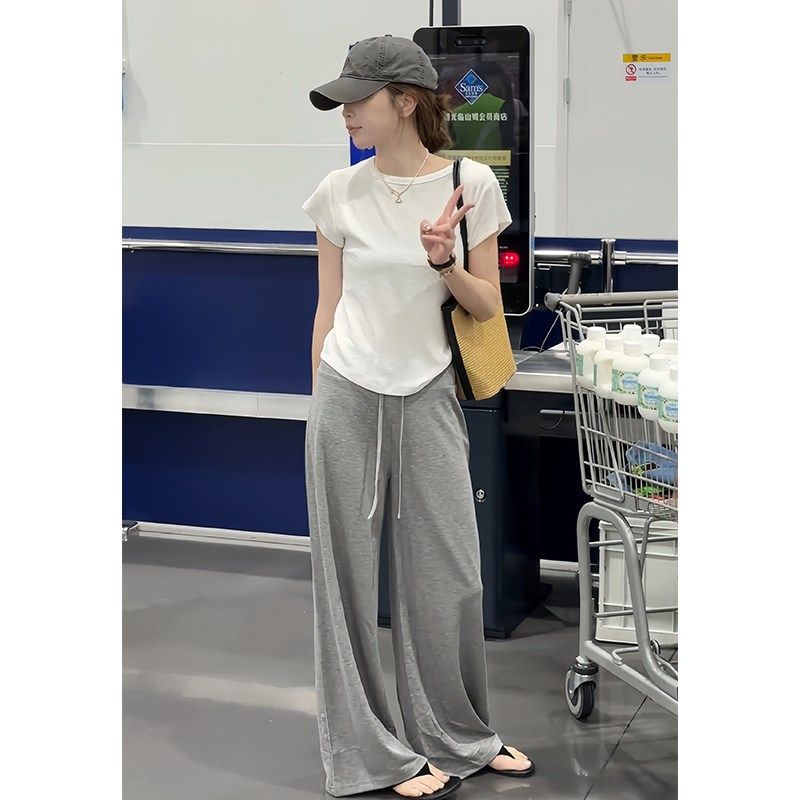 韩里韩气两件套新款设计感简约圆领短袖T恤显瘦阔腿裤两件套女夏,女装/女士精品,时尚套装,淘宝优惠券,粉丝福利购,淘宝优惠卷