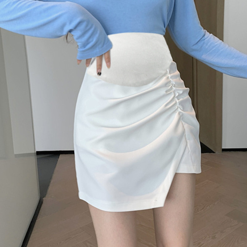 半身裙孕妇夏季薄款高腰显瘦托腹裙宽松不规则白色a字包臀短裙子