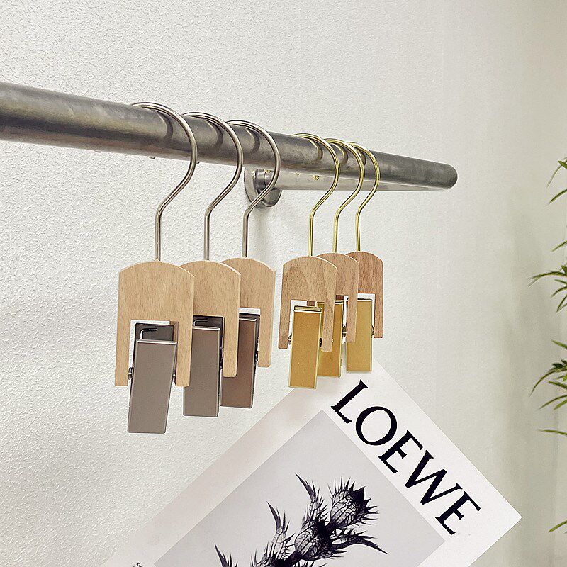 实木木质挂钩服装店专用夹子童装女装裤架晾衣夹衣帽袜子夹木U夹