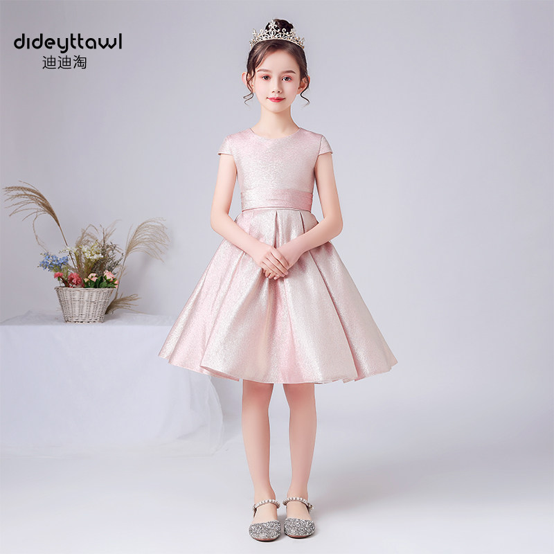 儿童晚礼服女童生日公主裙粉色小女孩洋气小主持人宴会钢琴演出服