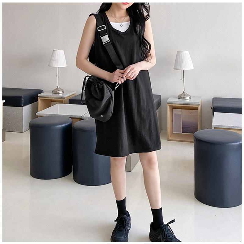 大码胖mm遮肚子连衣裙a型吊带背心女外穿遮跨叠穿神器下摆打底裙