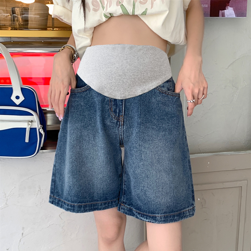 2023孕妇新款夏装外穿宽松阔腿五分裤减龄复古夏季孕妇Z牛仔裤短