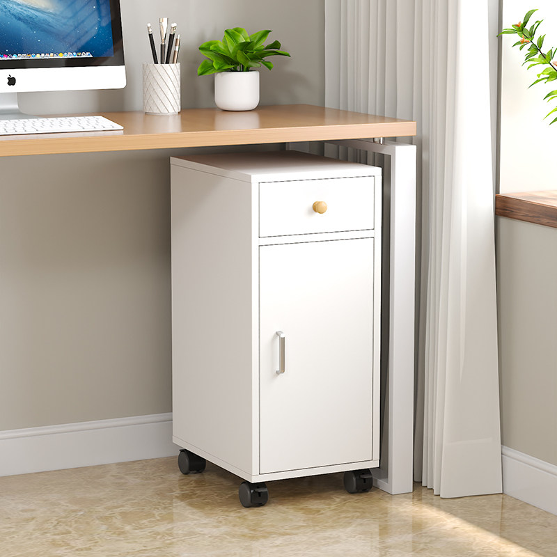 桌边可移动落地带门主机柜收纳柜子台式带锁电脑主机架打印机架子