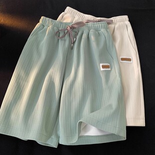 大码300斤冰丝休闲短裤男女夏季薄款美式潮牌宽松运动沙滩五分裤2