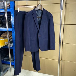 马甲男帅气G00L10 竖条纹三件套西裤 高端西服修身 垂婚礼服西装