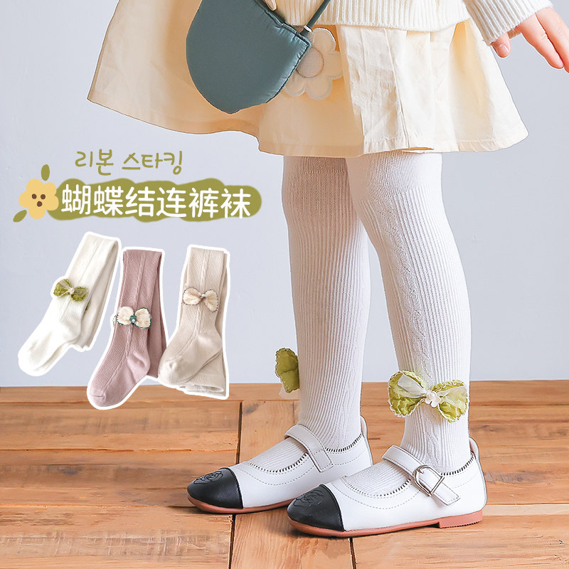 女童打底裤春秋薄款纯外穿白色棉连体袜儿童连裤袜宝宝连袜裤洋气