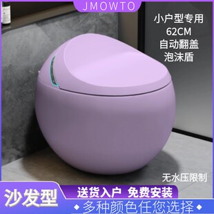 彩色智能马桶虹吸式小户型鸡蛋形无水压一体式全自动家用座便器