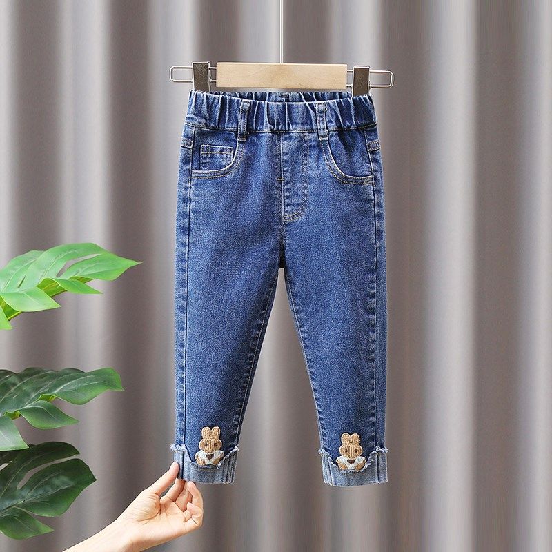 女童牛仔裤春秋2025新款修身小脚裤儿童韩版长裤女宝宝春款软裤子