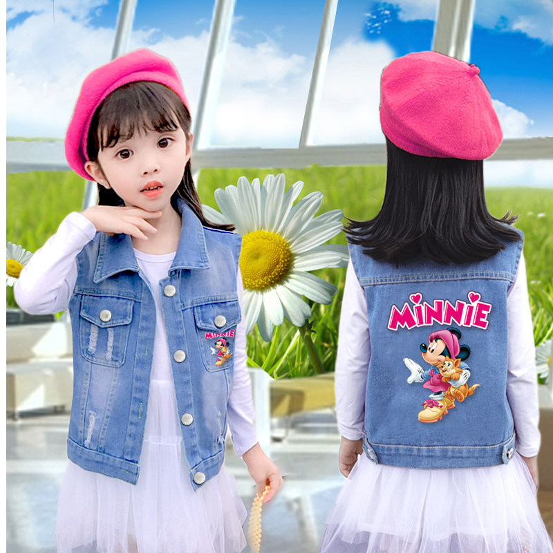 2023儿童外穿背心女童秋装牛仔马甲洋气秋款女宝宝春秋潮小童韩版
