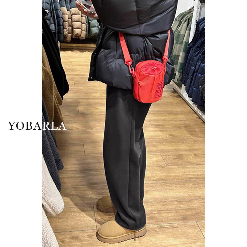 灰色运动休闲裤女春季新款胖mm大码直筒宽松显瘦梨形身材阔腿卫裤