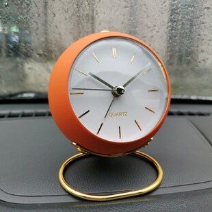 轻奢现代简约金属烤漆指针小闹钟时钟表静音桌面座钟 起床头装饰