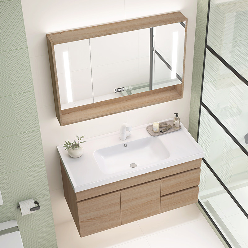 北欧日式原木风轻奢陶瓷一体盆浴室柜组合卫生间镜柜洗手盆洗漱台,家装主材,浴室柜组合,淘宝优惠券,粉丝福利购,淘宝优惠卷