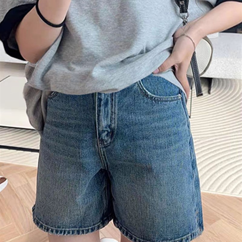 孕妇短裤夏天穿在外面薄宽松的五点牛仔裤修身和多功能的腹Q部支