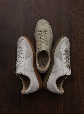 枯骨日系复古ROF德训鞋柔软吸汗男女小白鞋头层牛皮运动休闲鞋