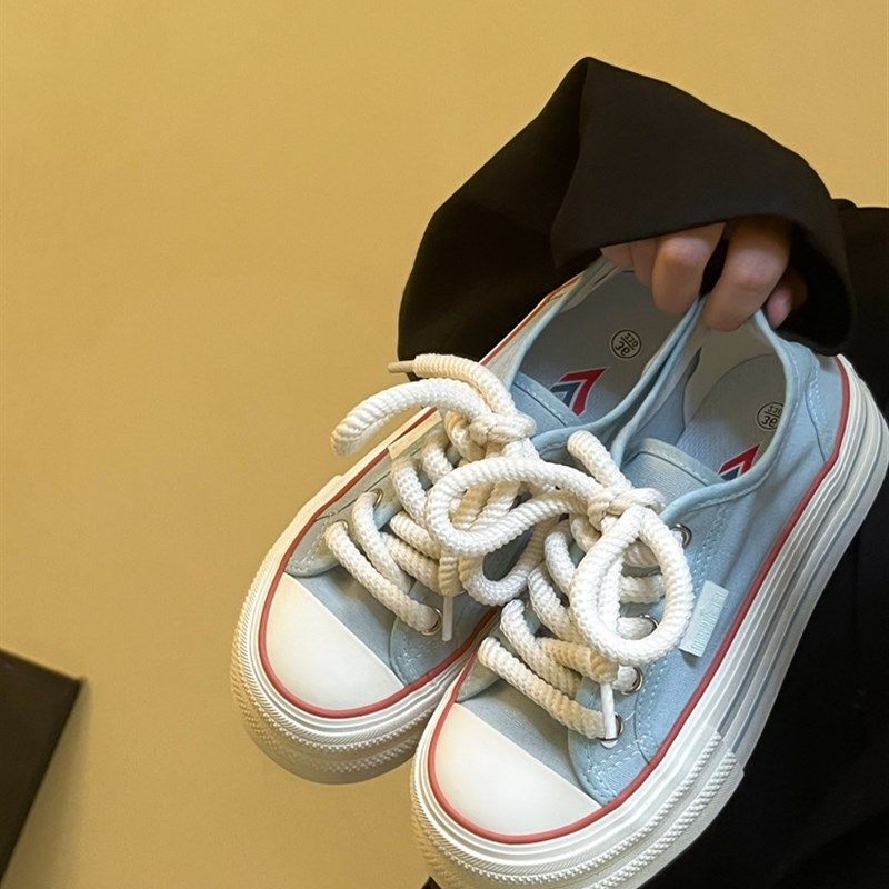 林先叄 厚底透气帆布鞋女2023夏季新款K学生百搭配裙子休闲板鞋子