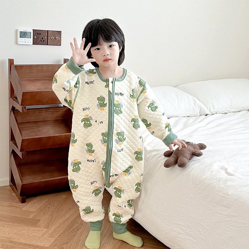 宝宝春秋冬季保暖款睡袋婴儿童夹棉分腿防踢被神器男女孩纯棉睡衣