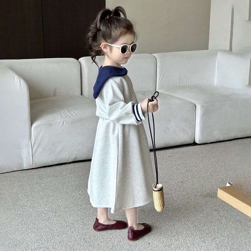 女童秋款2024新款套装秋装童装宝宝衣服休闲翻领卫衣半裙套装韩版