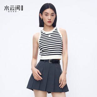 水云间航海系条纹毛针织背心叠穿上衣女内搭可外穿坎肩无袖2025夏