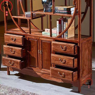 红木博古架刺猬紫檀隔厅柜五福博古架实木古董架玄关架展示架