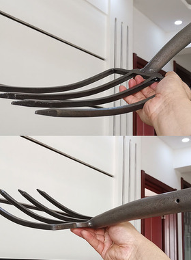 长智实四股钢叉加厚焊接锰钢叉子草叉大蒜叉葱叉粪叉锻打上漆叉