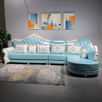 欧式沙发科技布艺沙发客厅大坪数皮配布沙发家俱简欧皮布沙发