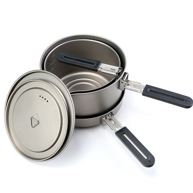 纯钛户外锅具野营便o携折叠手柄煮饭煮面野外炊具煎锅煮锅三件套,户外/登山/野营/旅行用品,套锅/户外炊具,淘宝优惠券,粉丝福利购,淘宝优惠卷